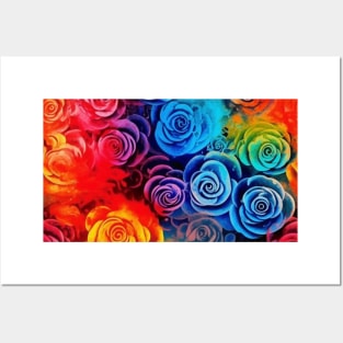 Rainbow flowers Posters and Art